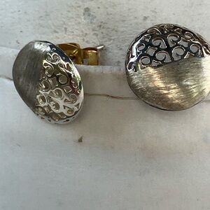 Pretty Little Smooth and Textured Sterling Silver Post Earrings